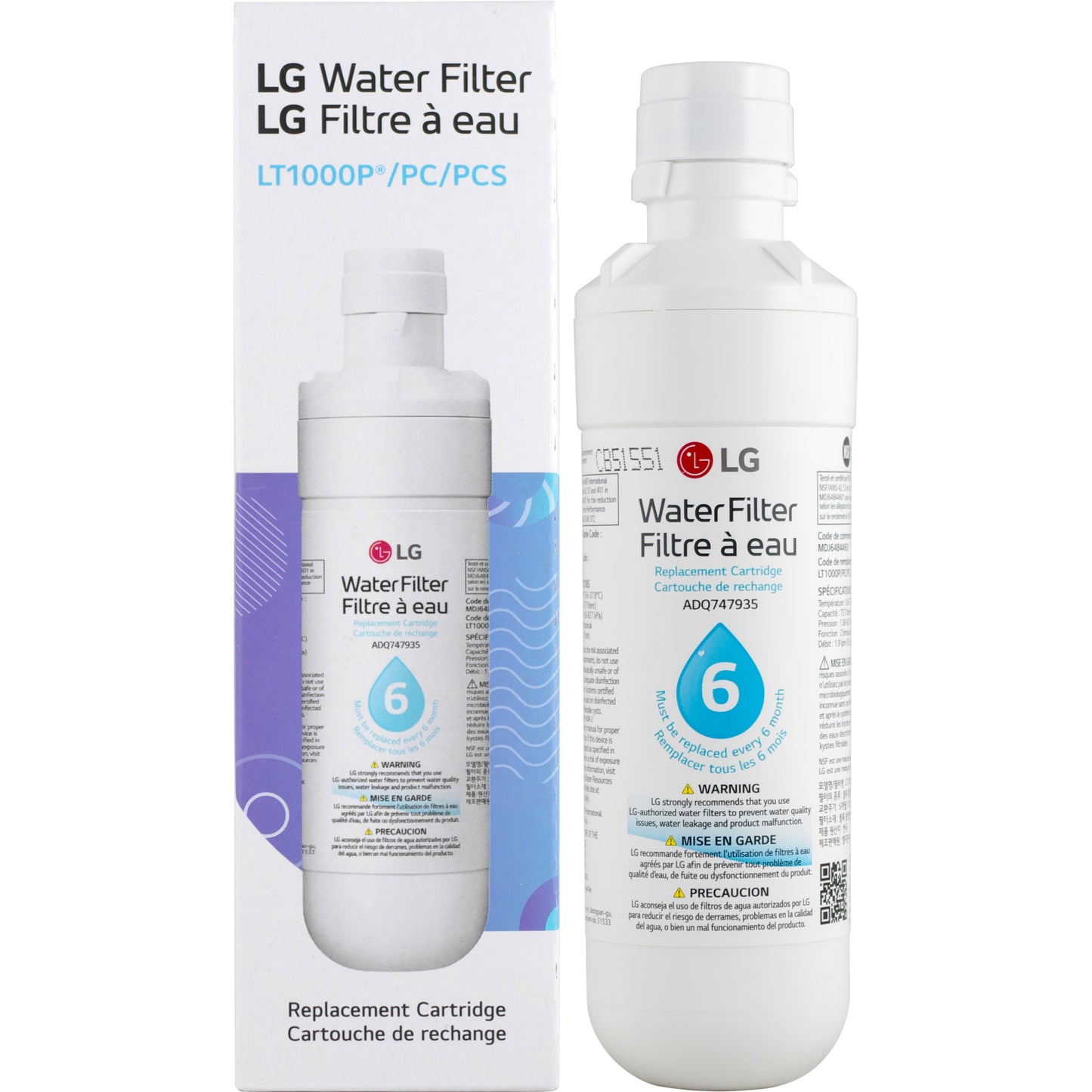 Replacement L G LT1000P Refrigerator Water Filter